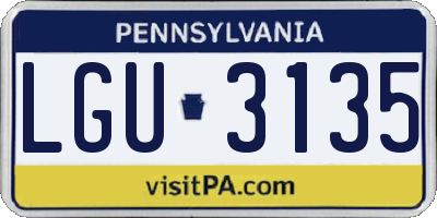 PA license plate LGU3135