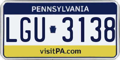 PA license plate LGU3138