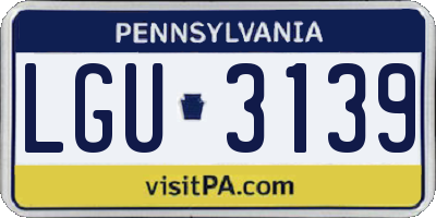 PA license plate LGU3139