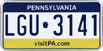 PA license plate LGU3141