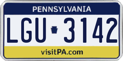 PA license plate LGU3142