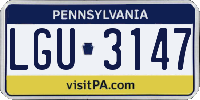 PA license plate LGU3147
