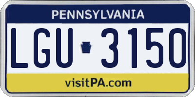 PA license plate LGU3150