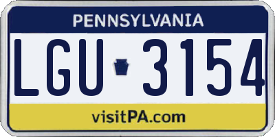 PA license plate LGU3154