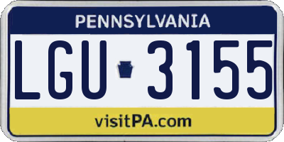 PA license plate LGU3155