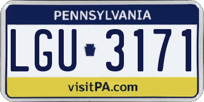 PA license plate LGU3171