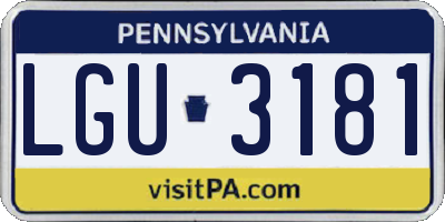 PA license plate LGU3181