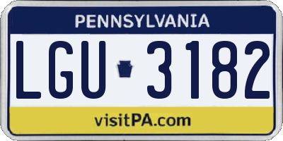 PA license plate LGU3182