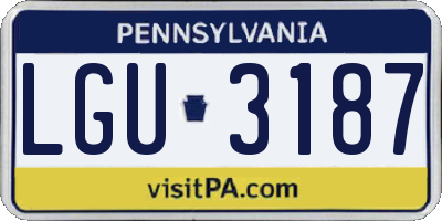 PA license plate LGU3187