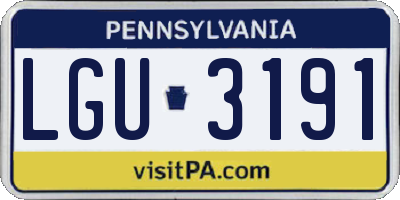 PA license plate LGU3191