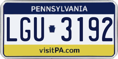 PA license plate LGU3192