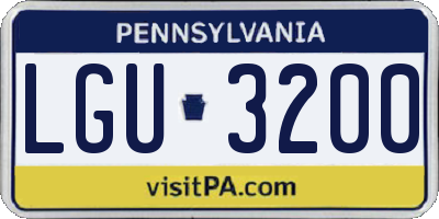 PA license plate LGU3200