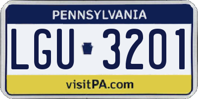 PA license plate LGU3201