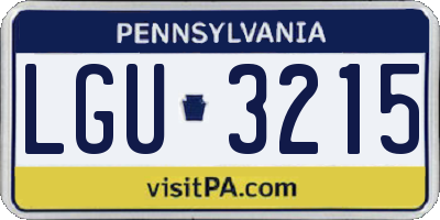 PA license plate LGU3215