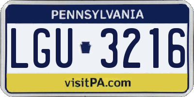 PA license plate LGU3216