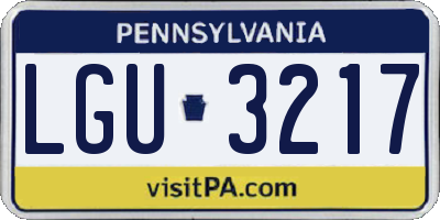 PA license plate LGU3217