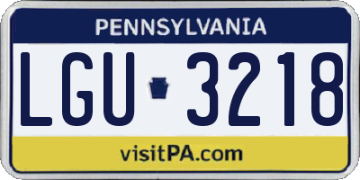 PA license plate LGU3218