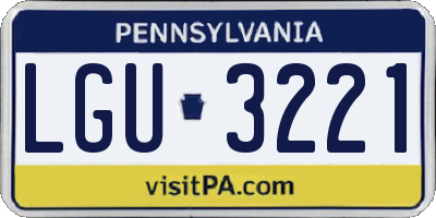 PA license plate LGU3221