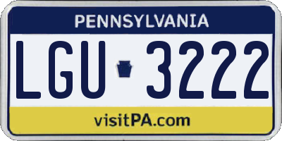 PA license plate LGU3222