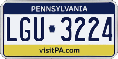 PA license plate LGU3224