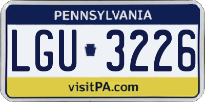 PA license plate LGU3226
