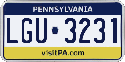 PA license plate LGU3231