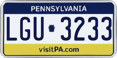 PA license plate LGU3233