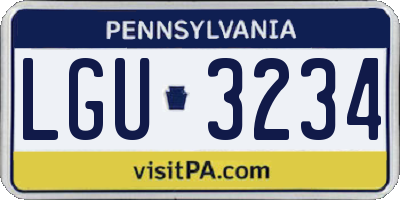 PA license plate LGU3234