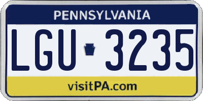 PA license plate LGU3235