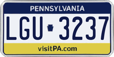 PA license plate LGU3237