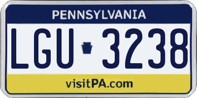 PA license plate LGU3238