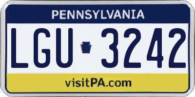 PA license plate LGU3242