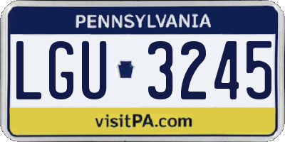 PA license plate LGU3245