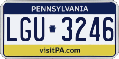 PA license plate LGU3246