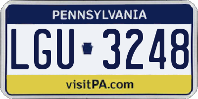 PA license plate LGU3248