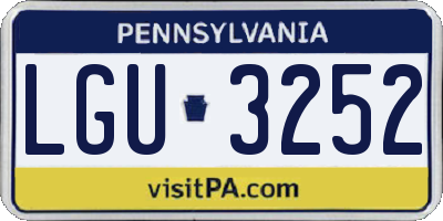 PA license plate LGU3252