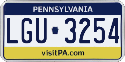 PA license plate LGU3254