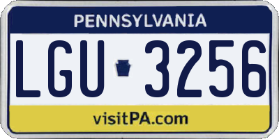 PA license plate LGU3256