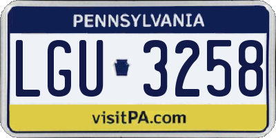 PA license plate LGU3258