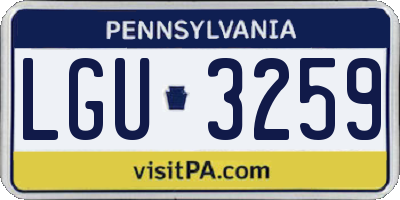 PA license plate LGU3259