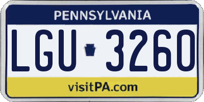 PA license plate LGU3260