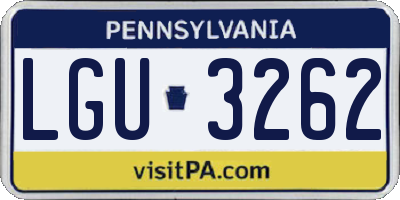 PA license plate LGU3262