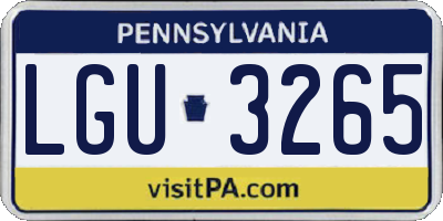 PA license plate LGU3265