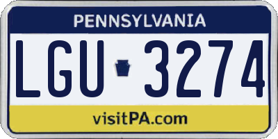 PA license plate LGU3274