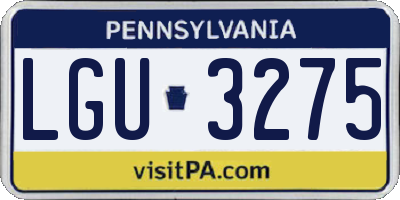 PA license plate LGU3275