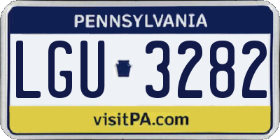 PA license plate LGU3282