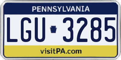 PA license plate LGU3285