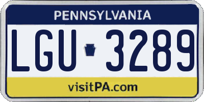 PA license plate LGU3289