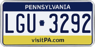 PA license plate LGU3292