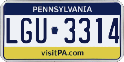 PA license plate LGU3314